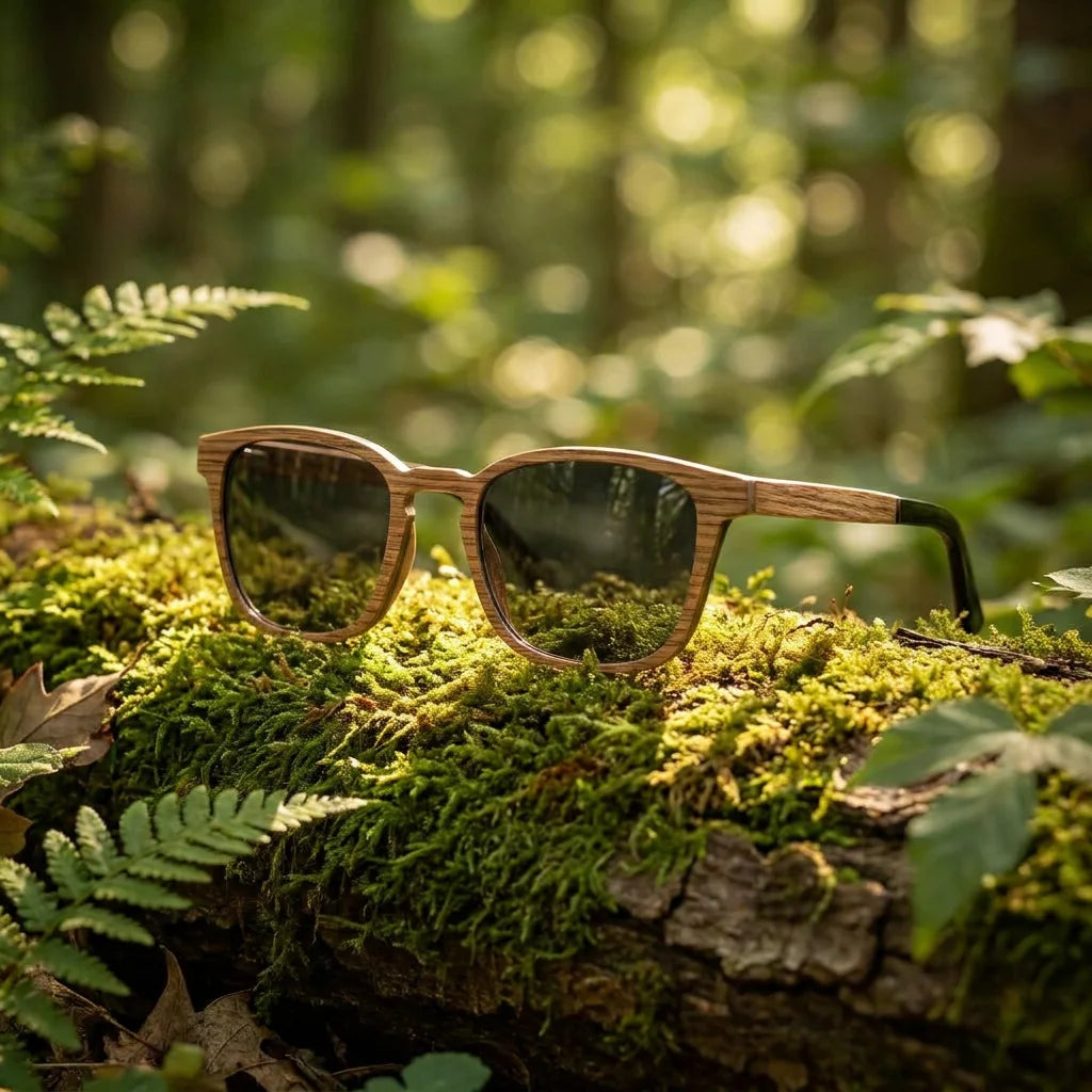 Waldblick Barrique – lifestylová fotografia na machom porastenom kmeni v slnkom zaliatom lese