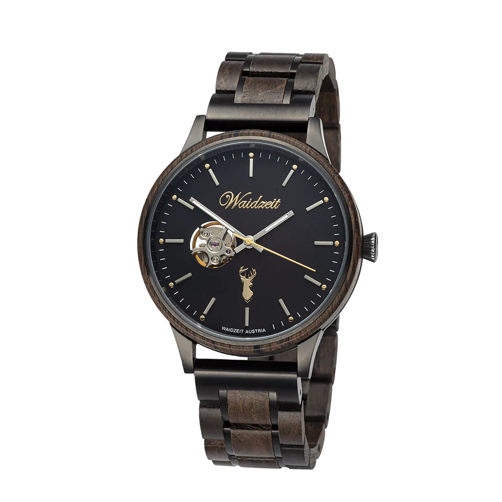 Drevené automatické hodinky Waidzeit Mystik – luxusné hodinky z bažinatého dubu s automatickým strojčekom Seiko