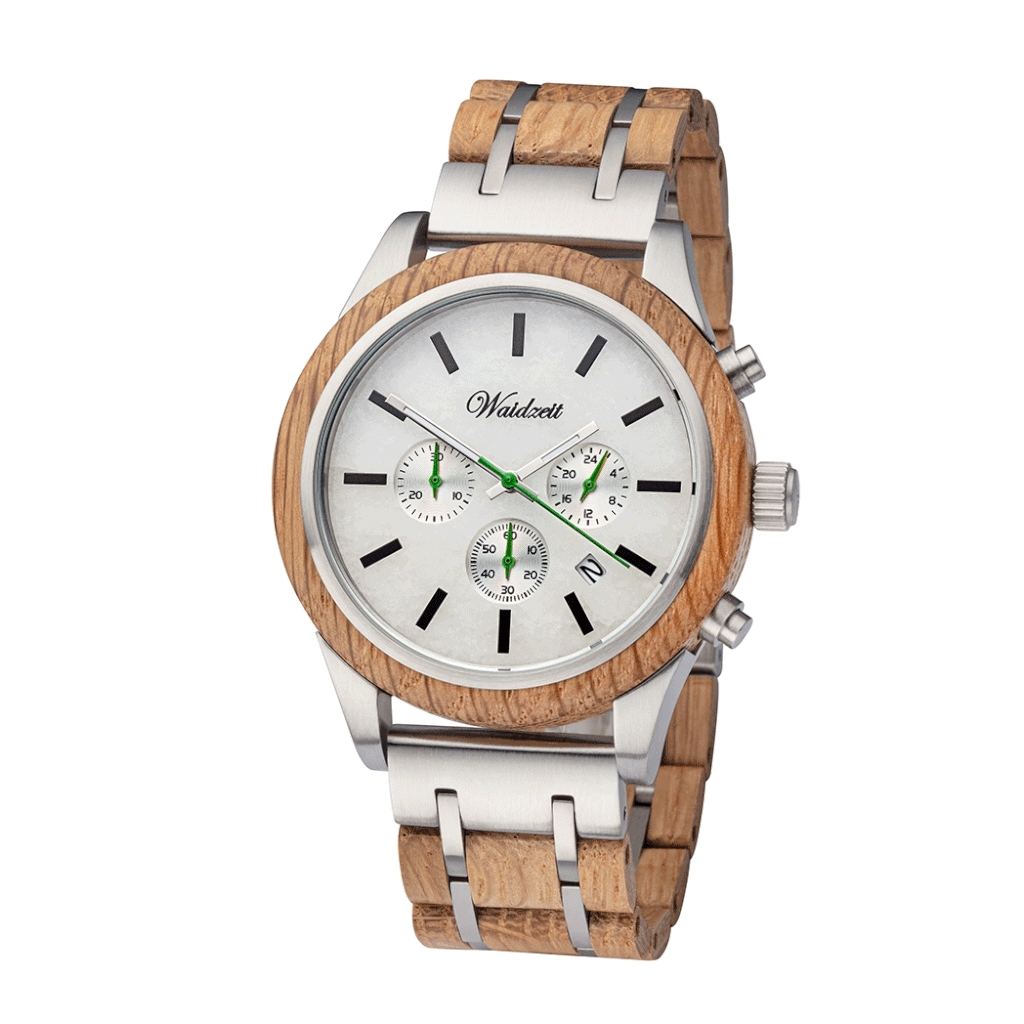 drevené hodinky s chronografom