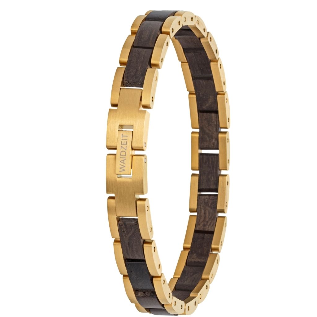 Drevený náramok Mystik Gold – drevené hodinky Waidzeit